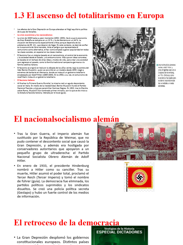 1.3 El Ascenso Del Totalitarismo en Europa | PDF | Fascismo | Adolf Hitler