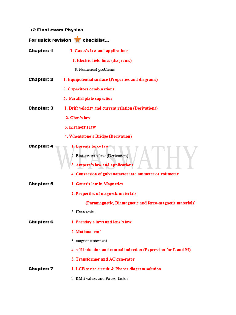 Physics 2 Final Exam Revision Guide | PDF | Electromagnetic Induction ...