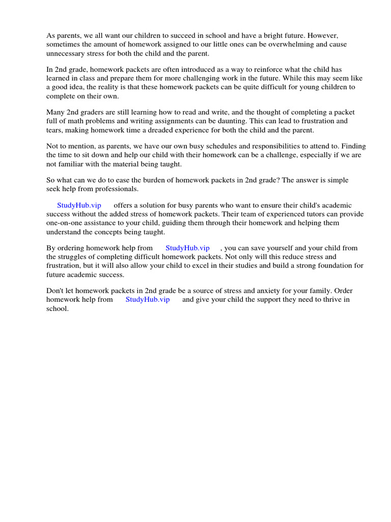 Homework Packets 2nd Grade | PDF | Worksheet | Homework