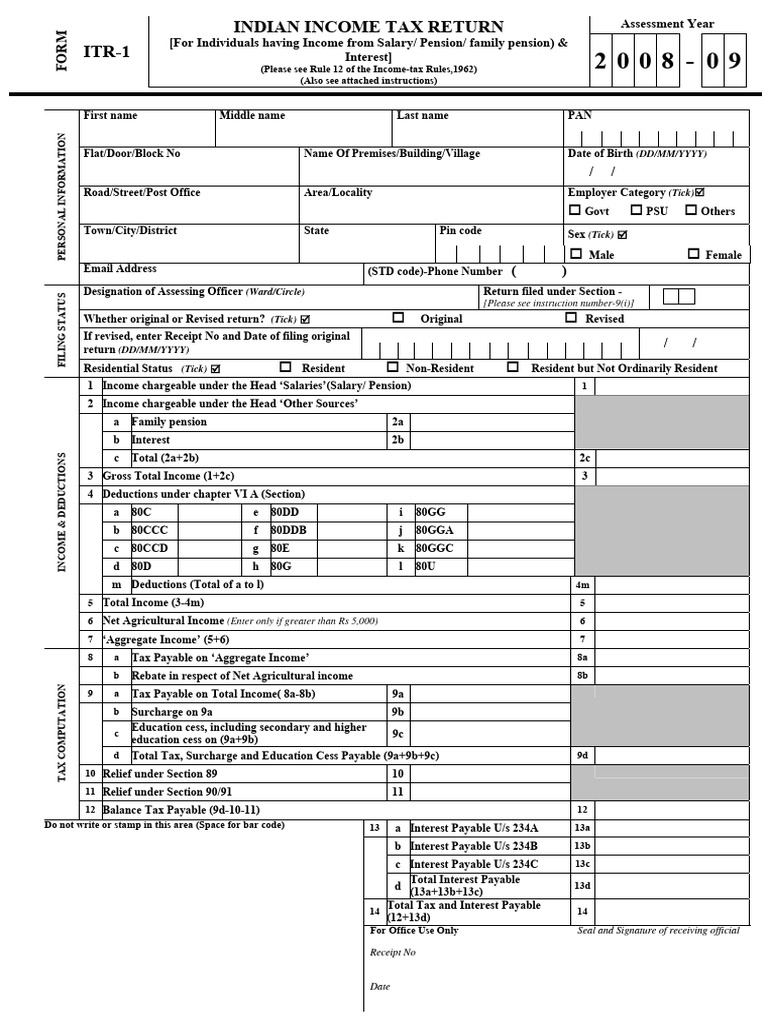 Form ITR-1 | PDF | Taxes | Tax Refund