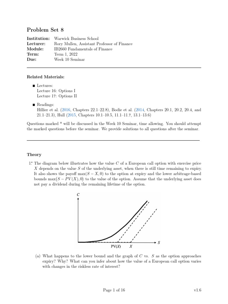 Ib2660 problem set 8 a4 v1 6s pdf option finance greeks finance 