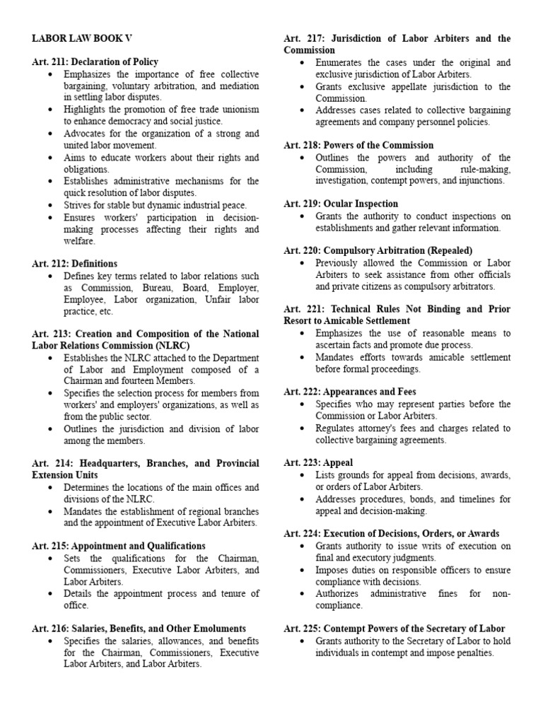 Labor Law Book V Overview | PDF | Employment | Labour Law