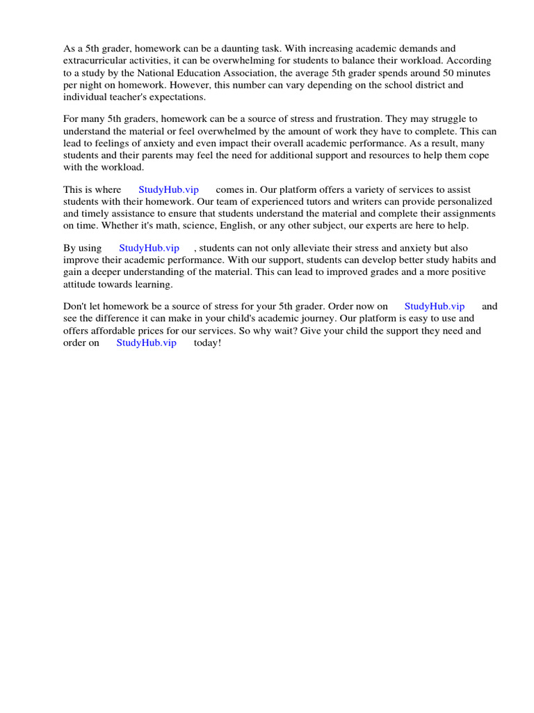 How Much Homework Does the Average 5th Grader Get | PDF | Homework