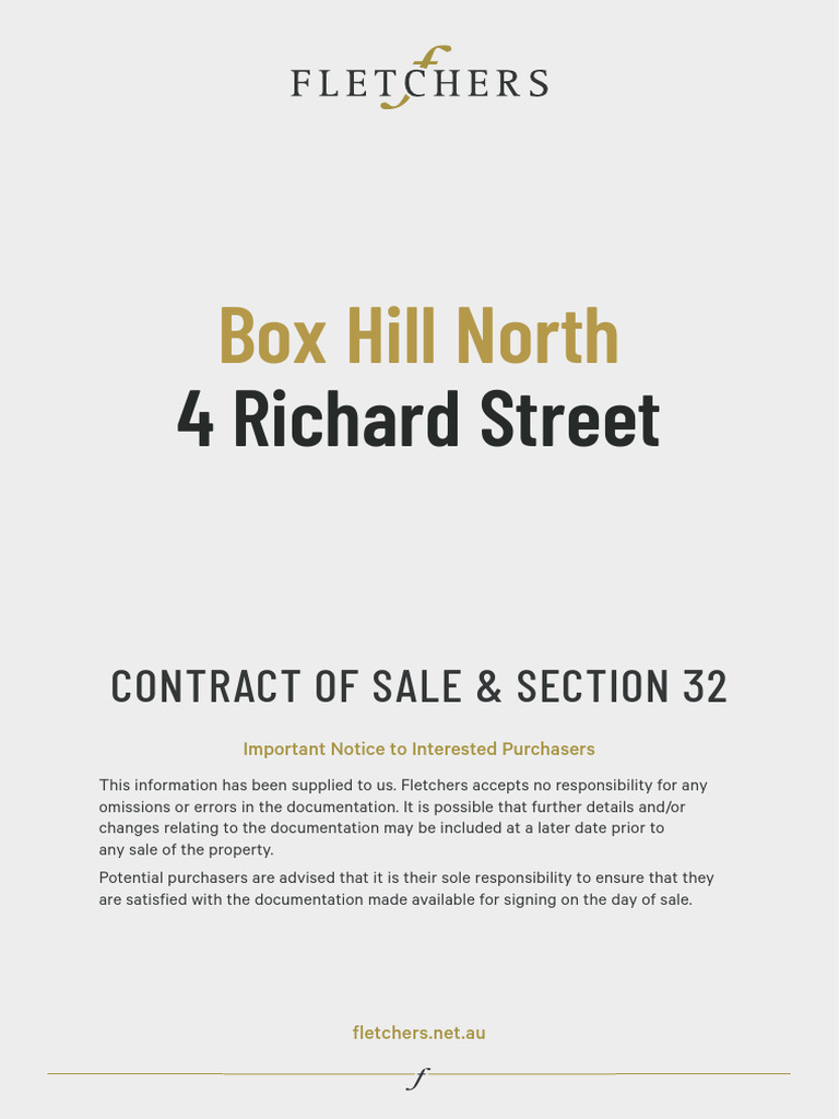 Contract of Sale & Section 32 Guide | PDF | Payments | Lease