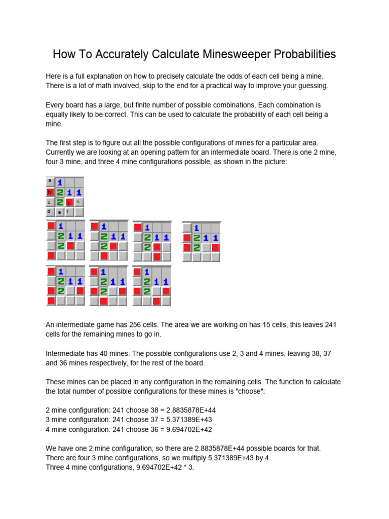 Probability calculation in minesweeper pdf numbers algorithms