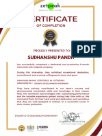 Completion Certificate of 3-Month Internship at Zetpeak