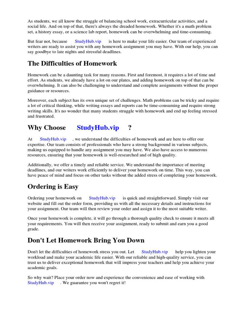 Homework Help with StudyHub.vip | PDF | Homework | Teachers