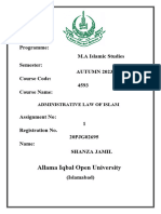 Programme: M.A Islamic Studies Semester: AUTUMN 2023 Course Code: 459 3 Course Name