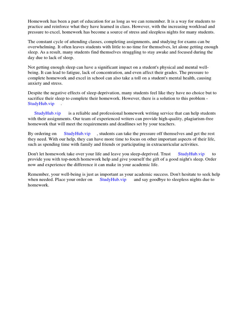 Homework Stress and Sleep Deprivation | PDF | Sleep | Sleep Deprivation