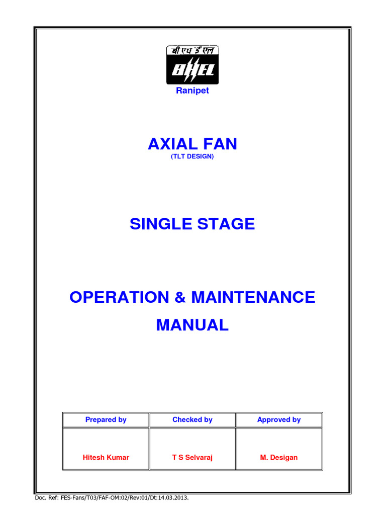 Axial Fan Operation & Maintenance Guide | PDF | Valve | Bearing ...