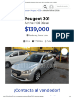 Peugeot 301 Active HDi Diesel Usado (2016) Color Plata Precio $139,000