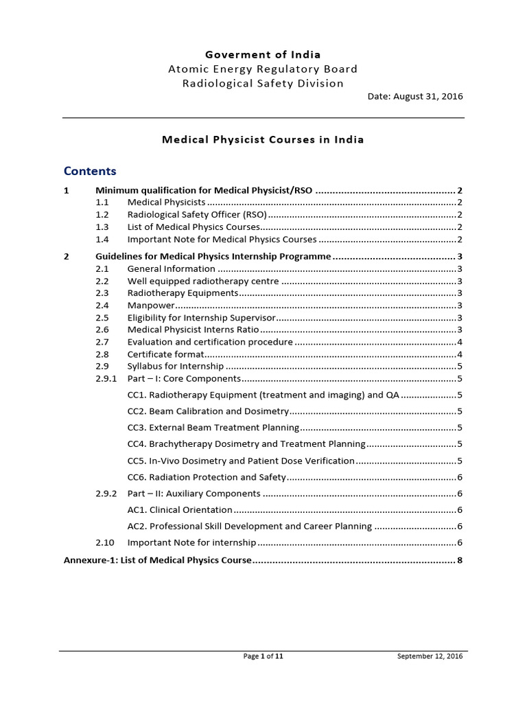 Medical Physicist Course Guidelines India | PDF | Radiation Therapy ...