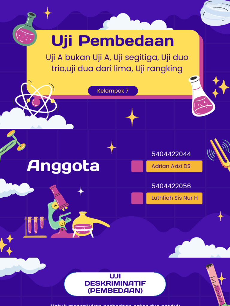 Kelompok 7 - Uji Pembedaan Uji A Bukan A Uji Segitiga Uji Duo Trio Uji ...