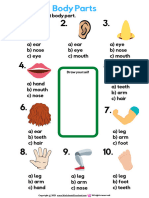 Body Parts Preschool Multiple Choice