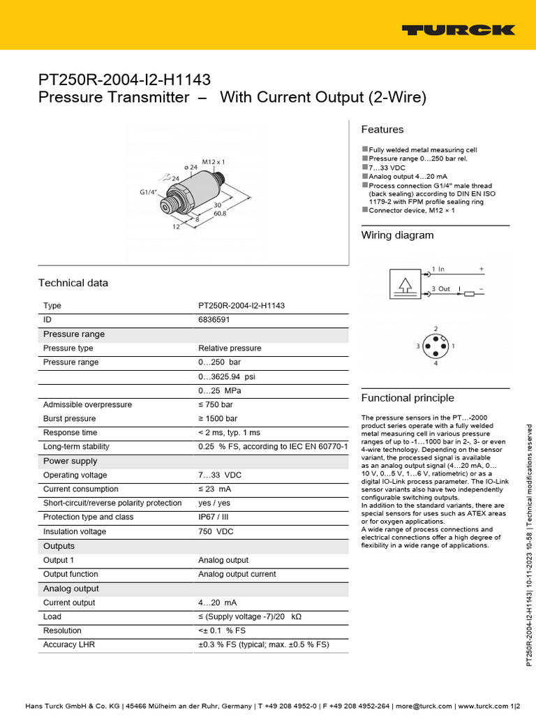 PT250R Pressure Transmitter Overview | PDF | Electronics | Equipment
