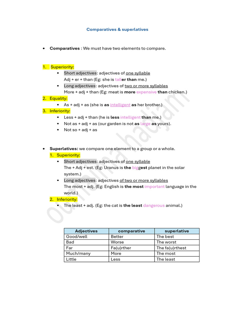 Comparative and Superlative | PDF