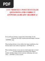 CCC Module 1 Post Test Exam Questions and Correct Answers Already Graded A