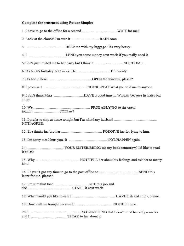 Future Simple Pdf Language Arts Discipline