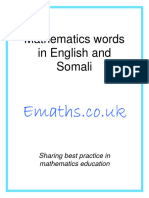 Somali English MathematicsWords 25p