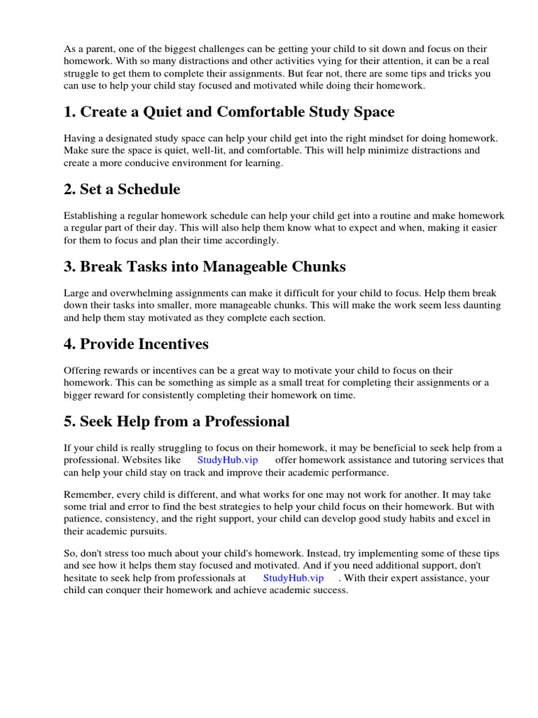 How To Help A Child Focus On Homework