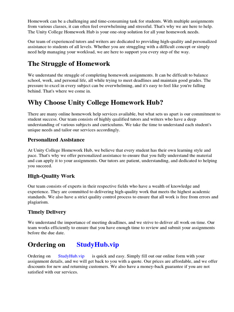 Unity college homework hub pdf http cookie homework