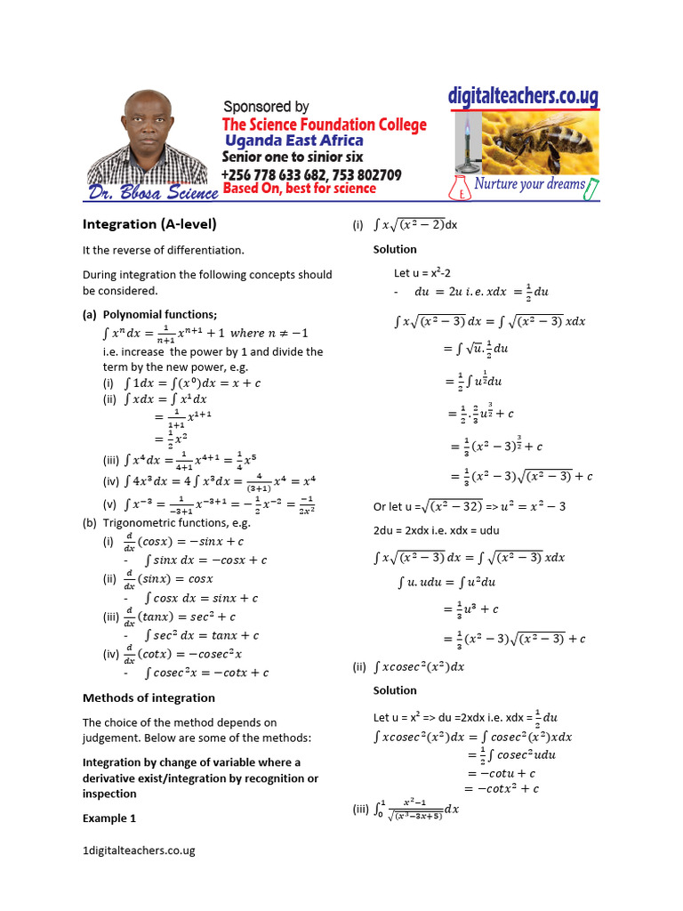 Integration A Level | PDF | Integral | Trigonometry
