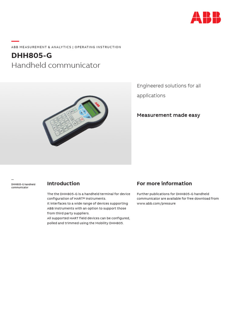 ABB DHH805-G HART Communicator supplier in India | PDF | Menu ...