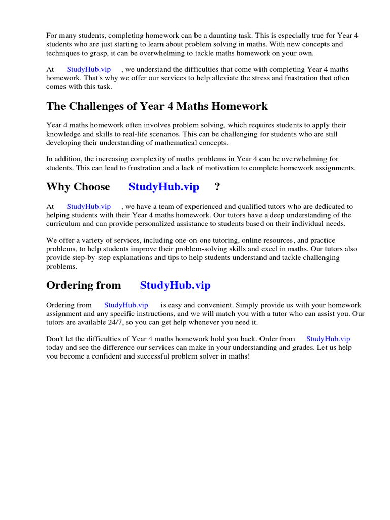 Maths Homework Year 4 Problem Solving | PDF | Mathematics | Worksheet