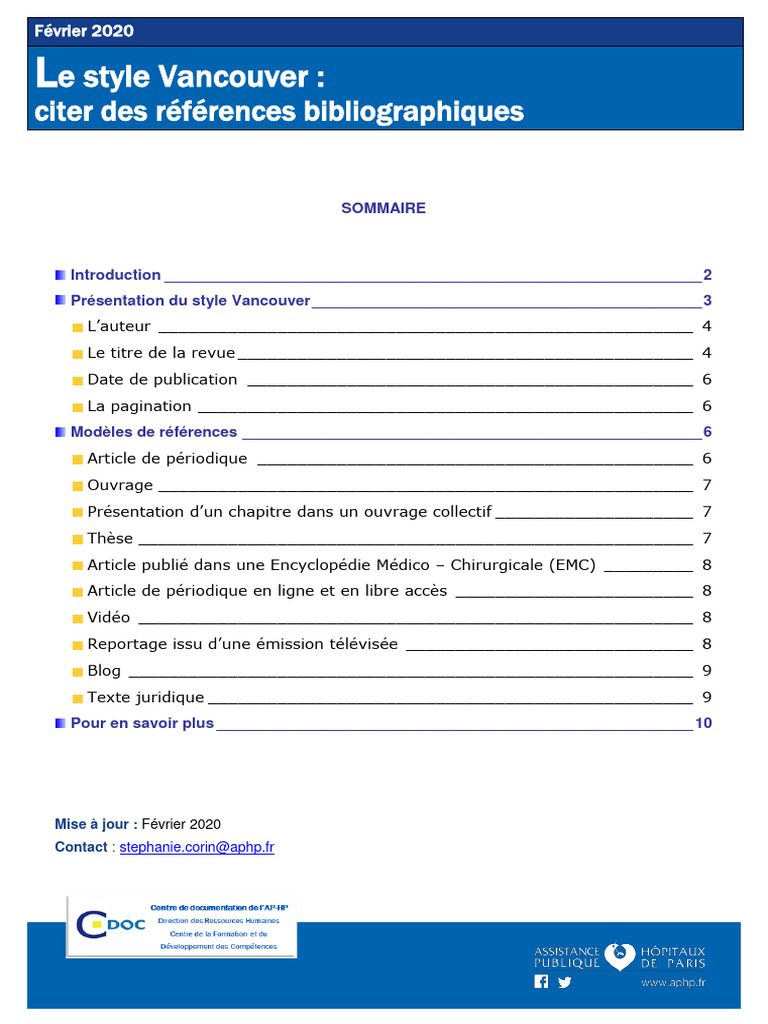 Guide de citation au format Vancouver | PDF | Blog