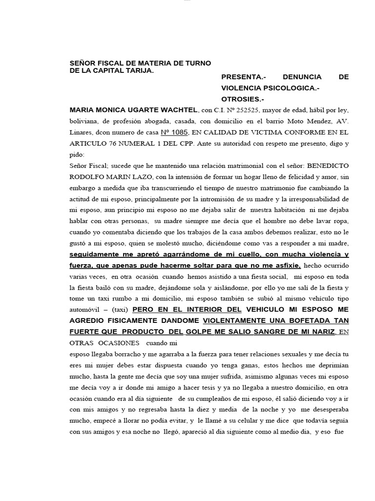 Denuncia Memorial Penal | PDF