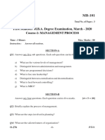 First Semester M.B.A. Degree Examination, March - 2020 Course-1: Management Process