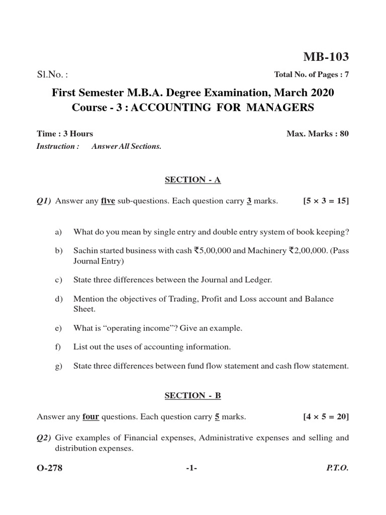 First semester m b a degree examination march 2020 course 3
