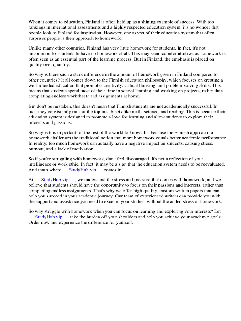 No Homework in Finland Infographic | PDF | Homework