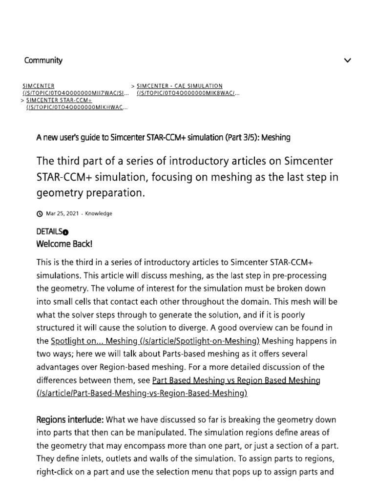 A New User's Guide To Simcenter STAR-CCM+ Simulation Meshing | PDF