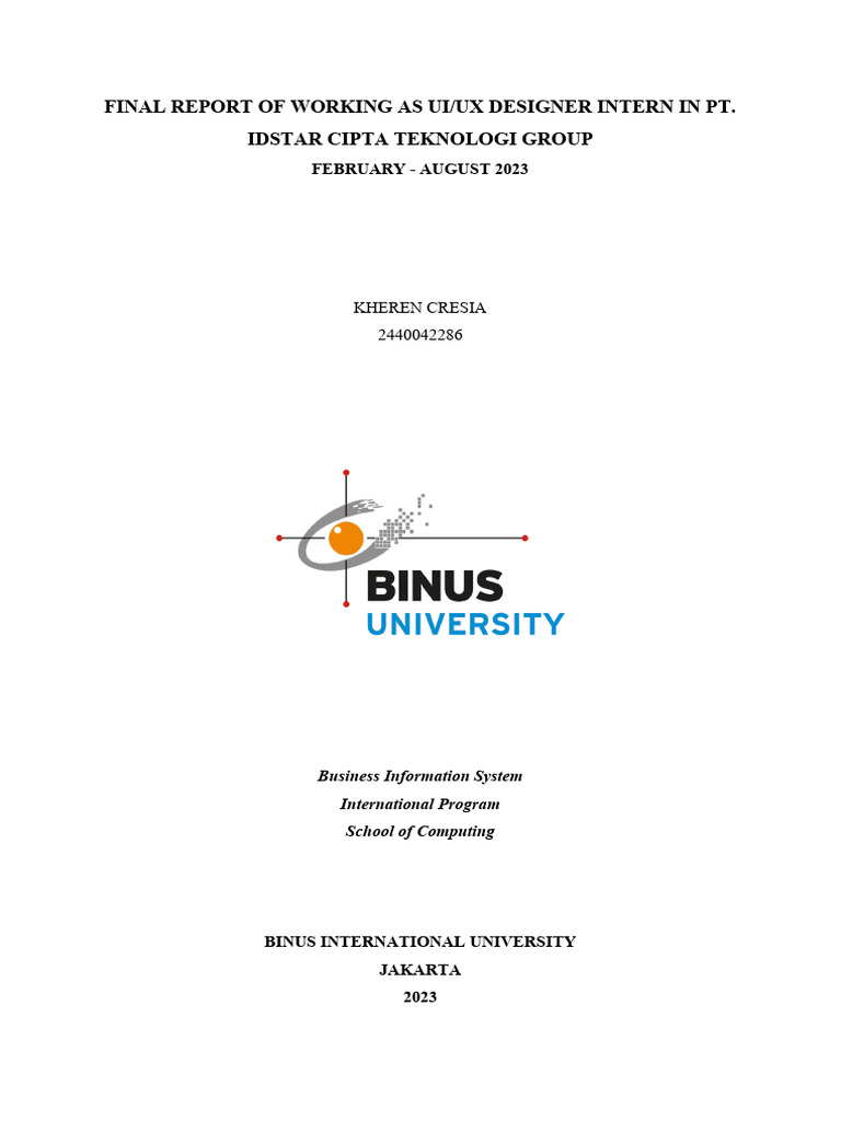 UI/UX Internship Report at IDStar | PDF | Marketing Research | Computing