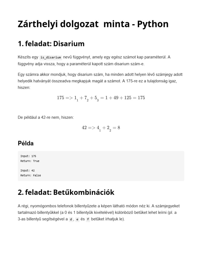 Python Minta ZH | PDF