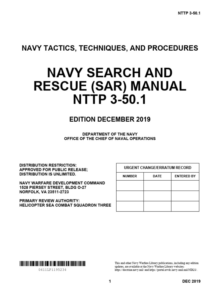 Navy Search and Rescue Manual NTTP 3-50.1 | PDF | Search And Rescue ...