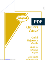 Baby Lock Quilter's Choice BLQC2 Quick Reference Sewing Machine Instruction Manual