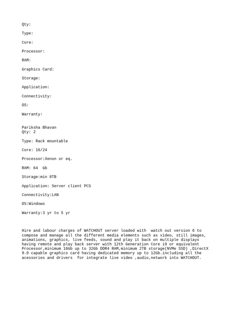 Rack-Mountable Server Specs for WATCHOUT | PDF