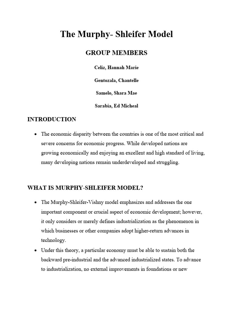 Murphy-Shleifer-Vishny Model Overview | PDF | Economics | Economic Growth