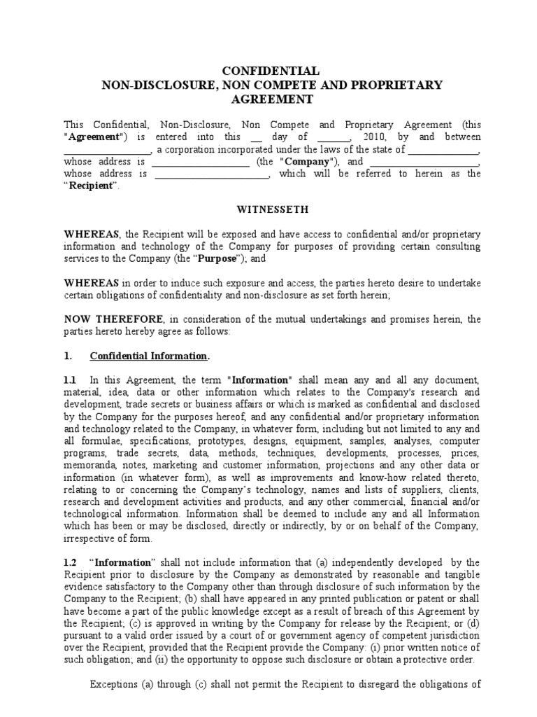 Consultant Non-Disclosure Agreement Template | PDF | Non Disclosure ...