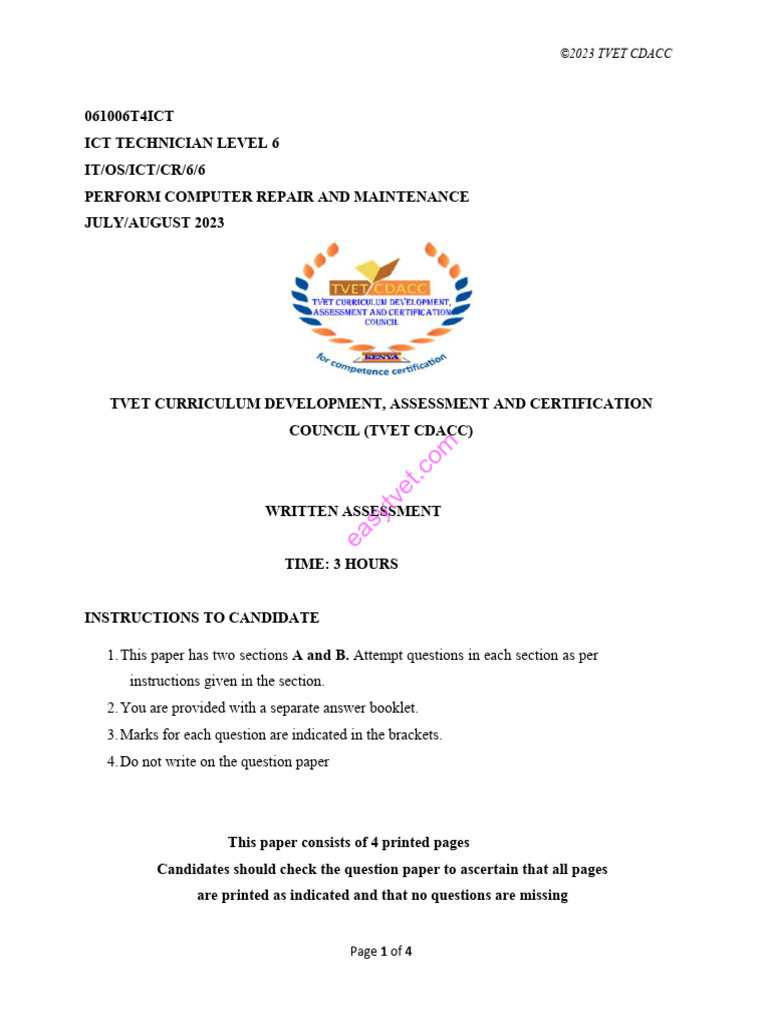 ©2023 Tvet Cdacc: Page 1 of 4 | PDF | Personal Computers | Computer ...