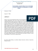 A Study of Mobile Banking and Its Impact On Customer Banking Transactions With Special Reference To HDFC Bank