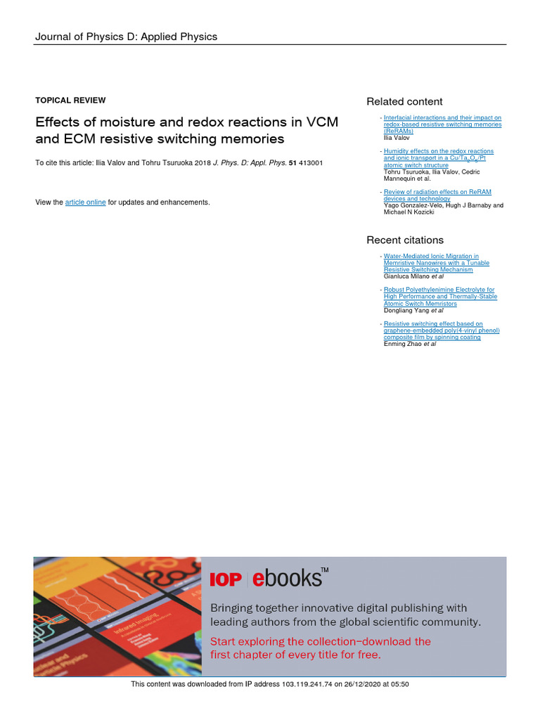 (IMP) Effects of Moisture and Redox Reactions in VCM and ECM RSMs | PDF ...