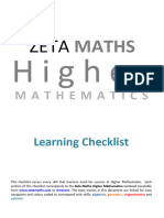Higher Mathematics Checklist ZETA MATHS