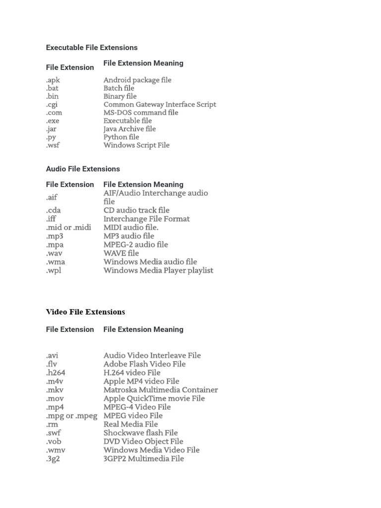 Executable File Extensions | PDF | Computer Data Storage | Computer Network