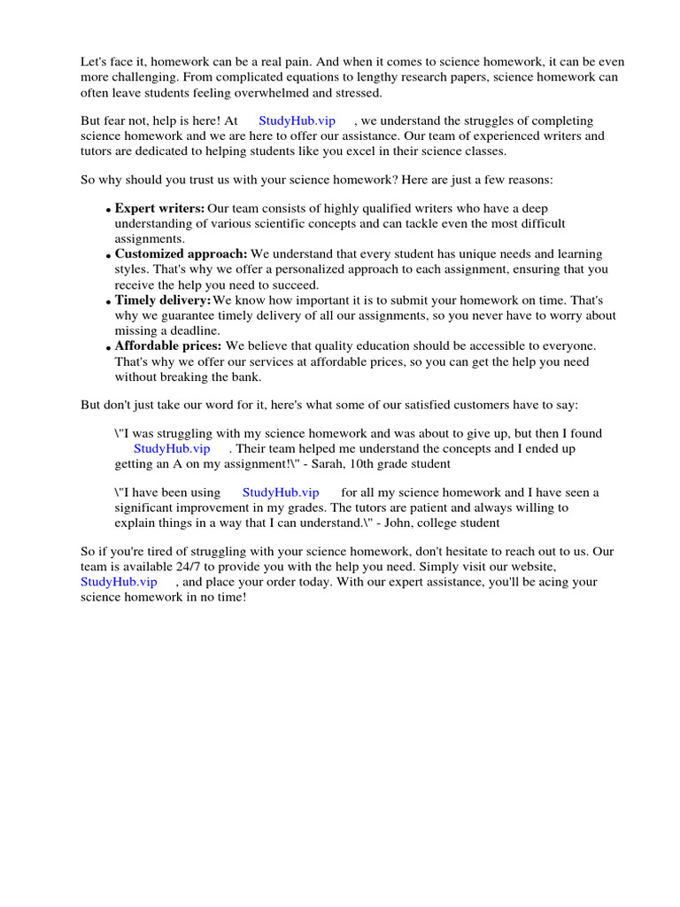 Expert Science Homework Assistance | PDF | Homework | Science