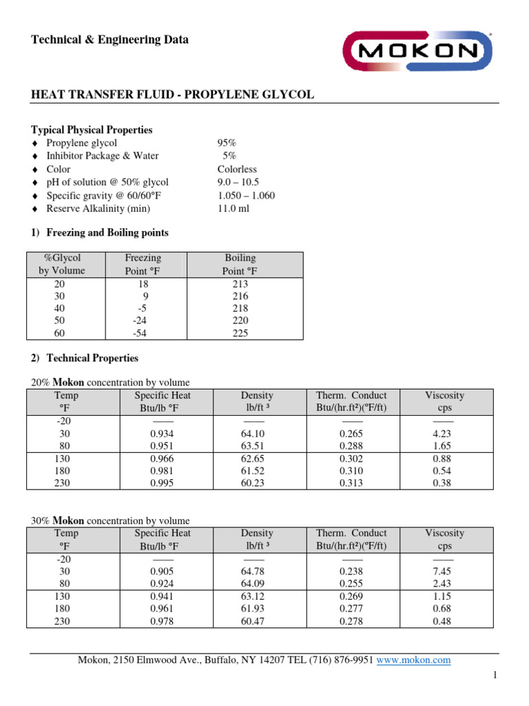 Propylene Glycol Technical Properties | PDF | Viscosity | Pipe (Fluid ...