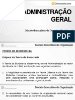 Administração Geral: - Parte 2 Modelo Burocrático de Organização