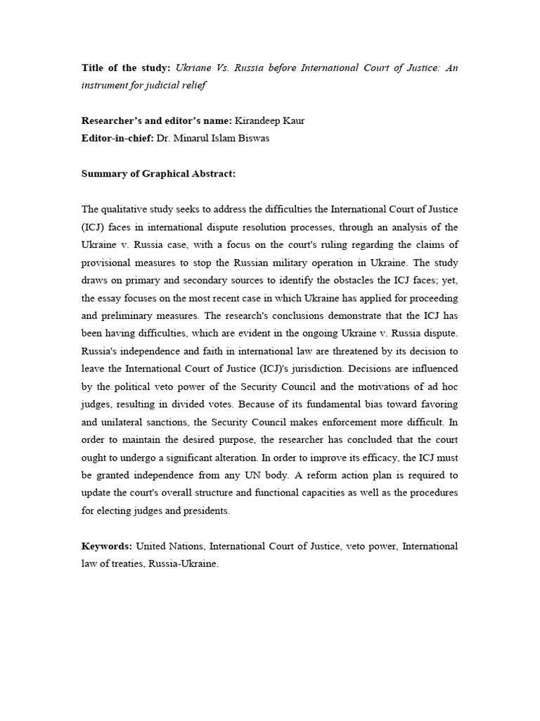 ICJ Challenges in Ukraine-Russia Case | PDF | Justice | Crime & Violence